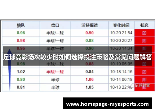 足球竞彩场次较少时如何选择投注策略及常见问题解答