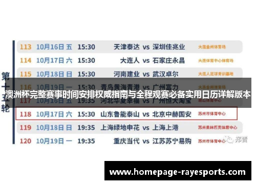 澳洲杯完整赛事时间安排权威指南与全程观赛必备实用日历详解版本 澳洲杯完整赛事时间安排权威指南与全程观赛必备实用日历详解版本